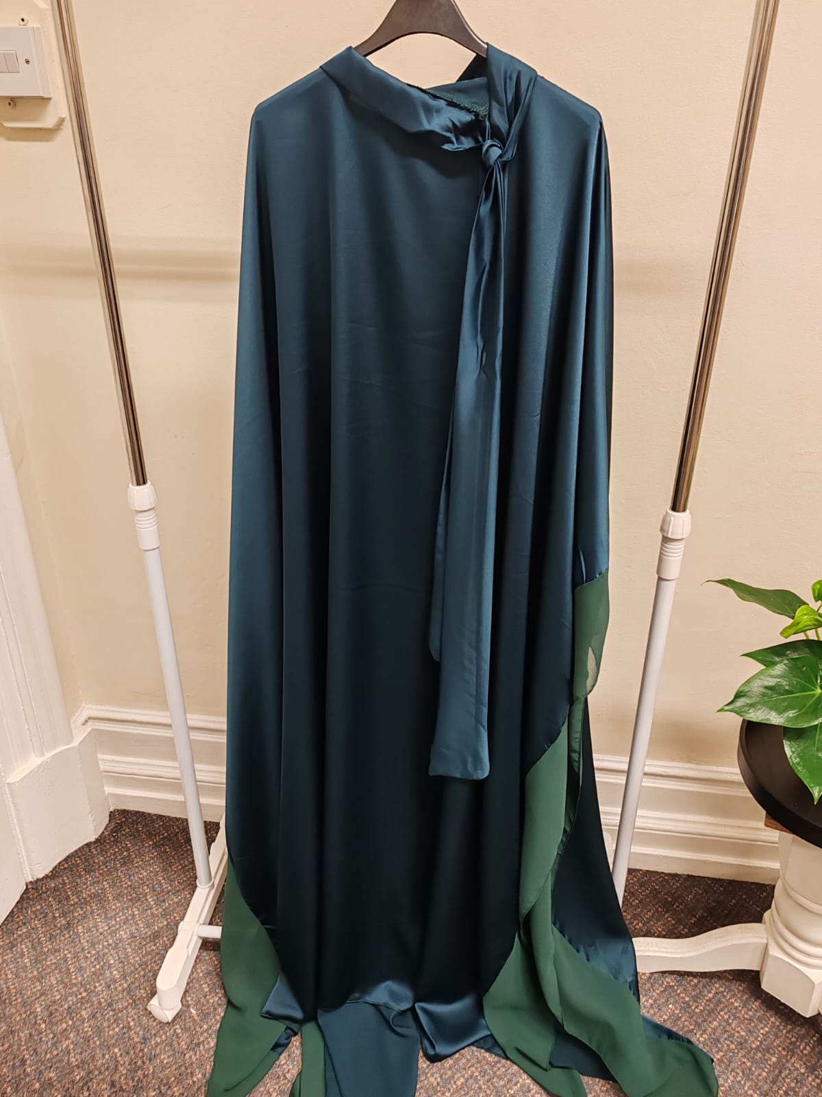 Dubai Borka Sage Green Free-Size | Premium Georgette Abaya | Modest Butterfly