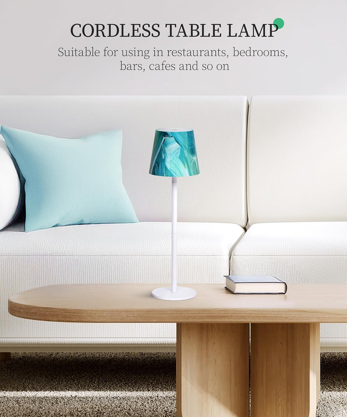 Rechargeable Cordless Table Lamps – 5200mAh Battery, 3 Light Colours, Touch Control, IP54 Waterproof