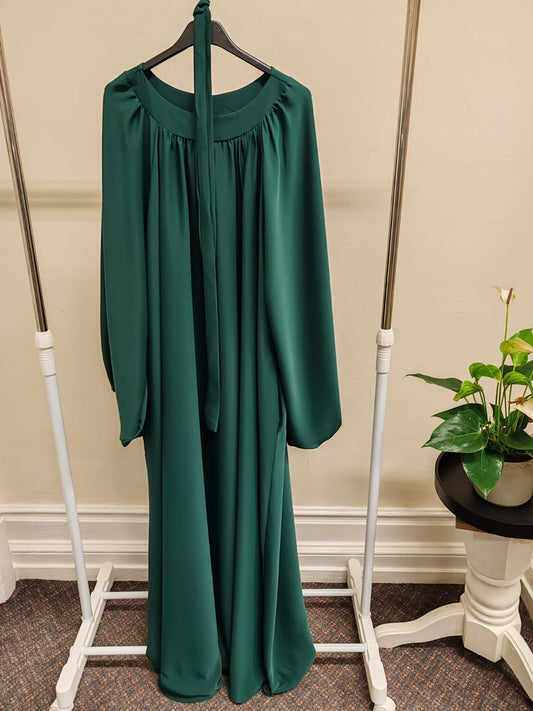 Abaya Elegant Emerald Green Modest Silk-Touch Abaya