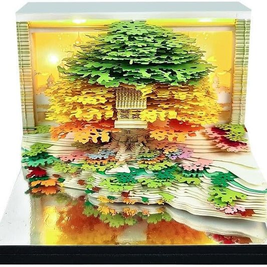 2026 3D Paper Art Calendar – Tear-Off Desk Calendar with LED Light
