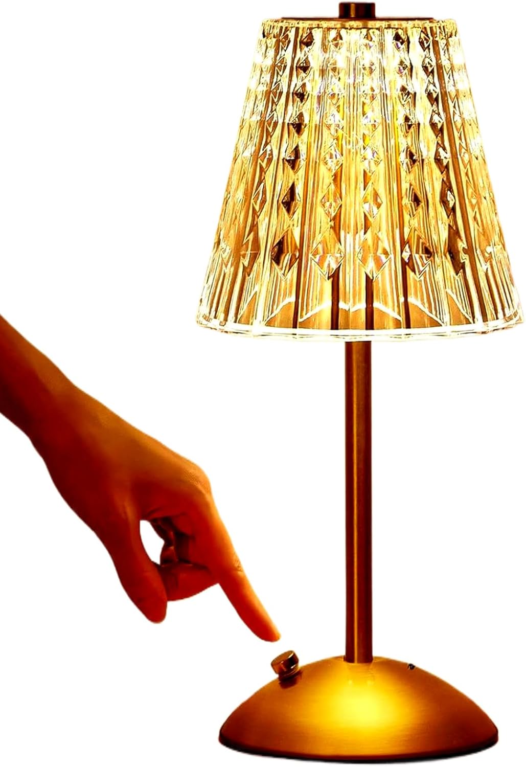 Crystal Table Lamp – Cordless Rechargeable LED Diamond Lamp with Touch Control,