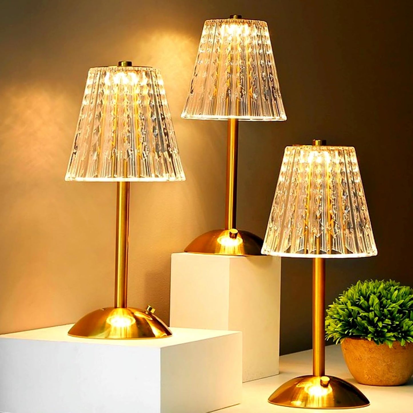 Crystal Table Lamp – Cordless Rechargeable LED Diamond Lamp with Touch Control,