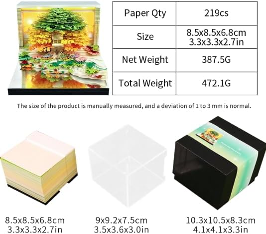 2026 3D Paper Art Calendar – Tear-Off Desk Calendar with LED Light