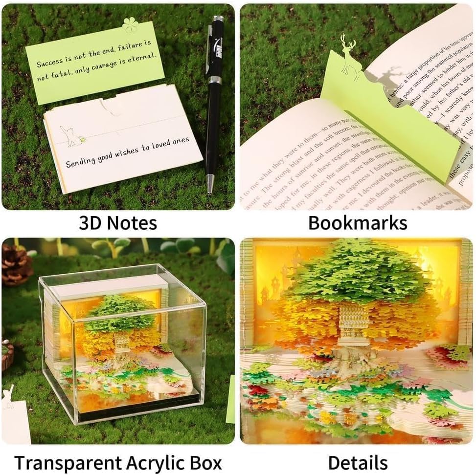 2026 3D Paper Art Calendar – Tear-Off Desk Calendar with LED Light