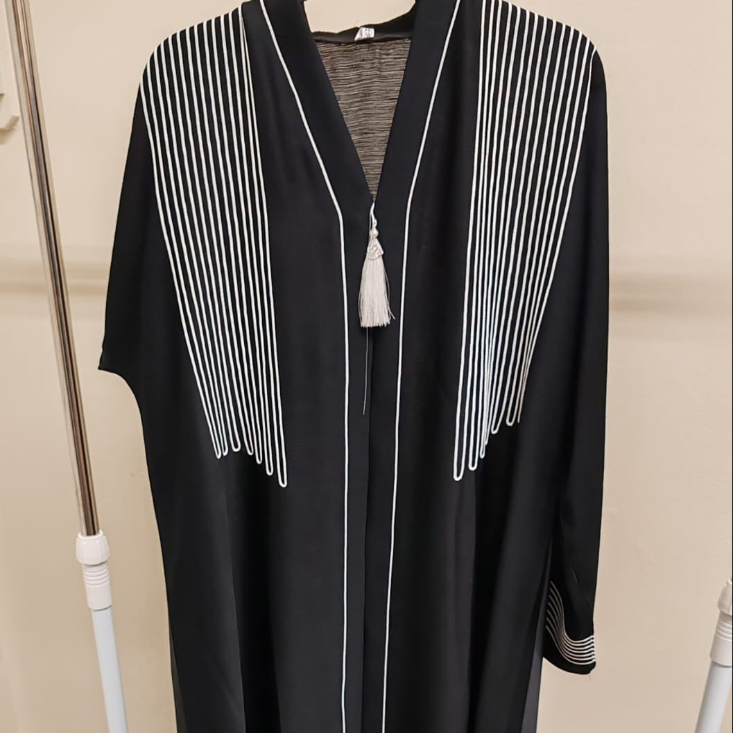 Abaya with White Embroidery 