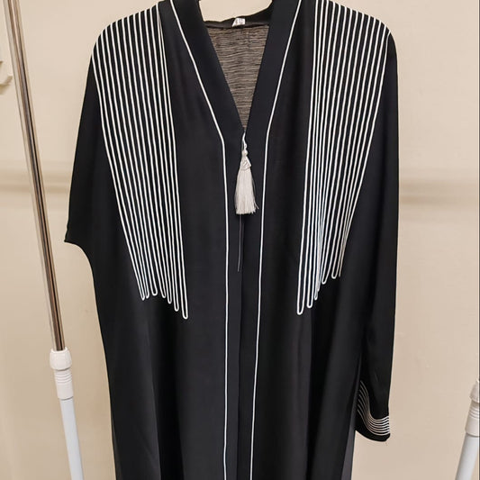 Abaya with White Embroidery 