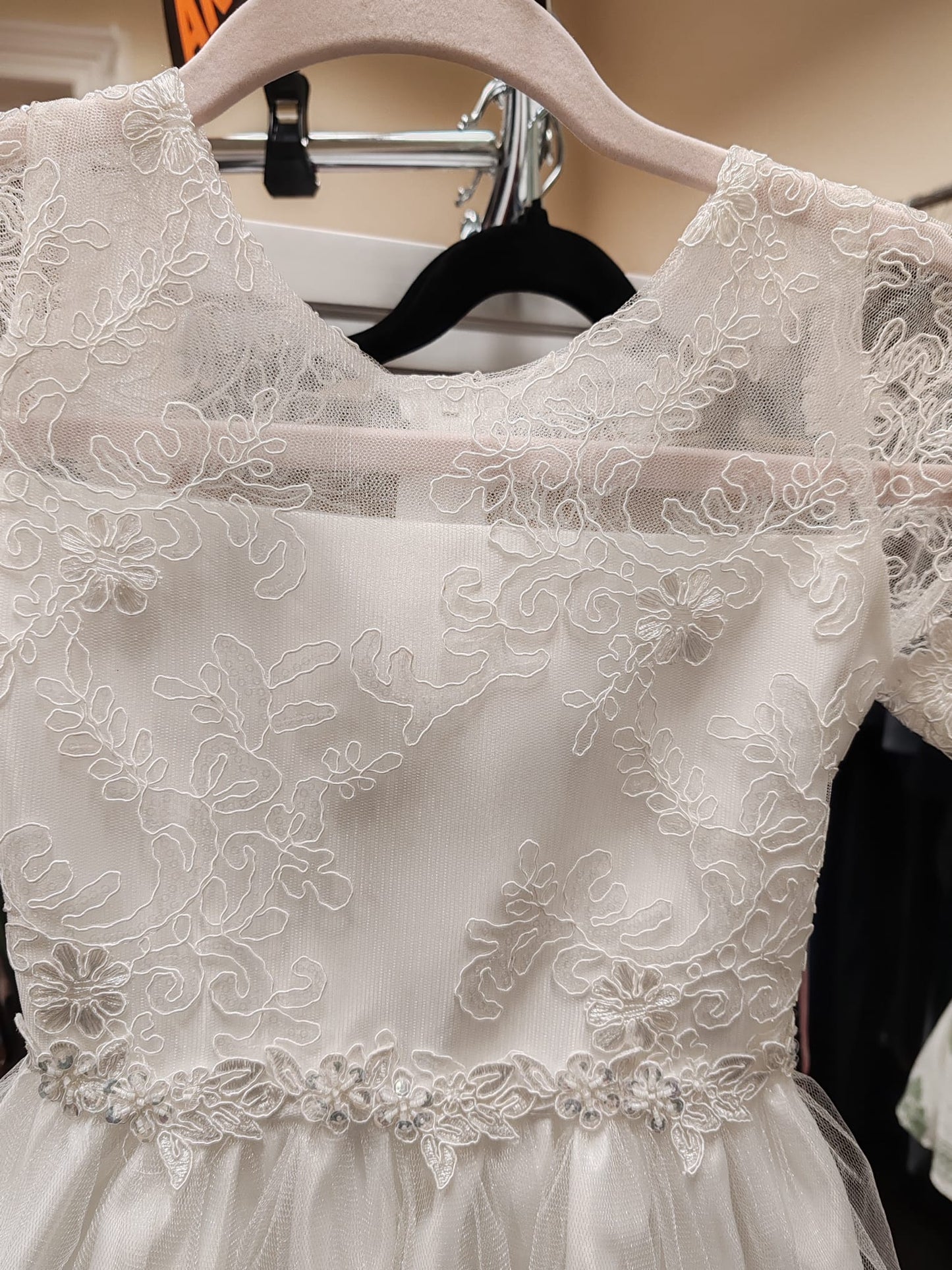 Girl party Dress, birthday, wedding, Elegant Lace and Tulle A-Line Flower Y6/7