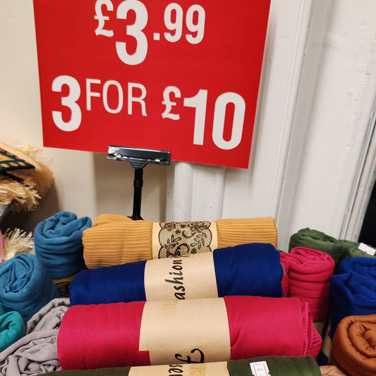 Hijab - Multi Colours - 3 FOR £10 Mix; Match