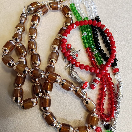 Islamic Prayer Beads Tasbih Set 100 Beads & Two 33 Misbaha Dhikr Sibha Gift
