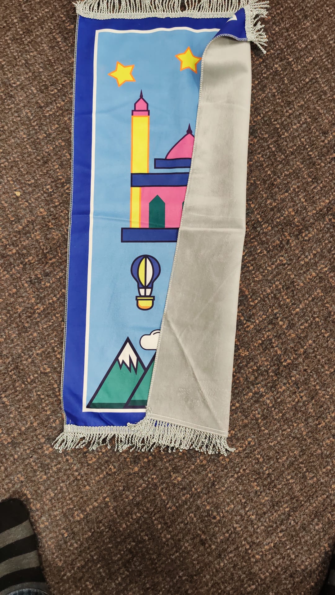 Blue Kids' Prayer Mat, Rug, Janamaz, Mosque Musallah, Children's Salah Mat.
