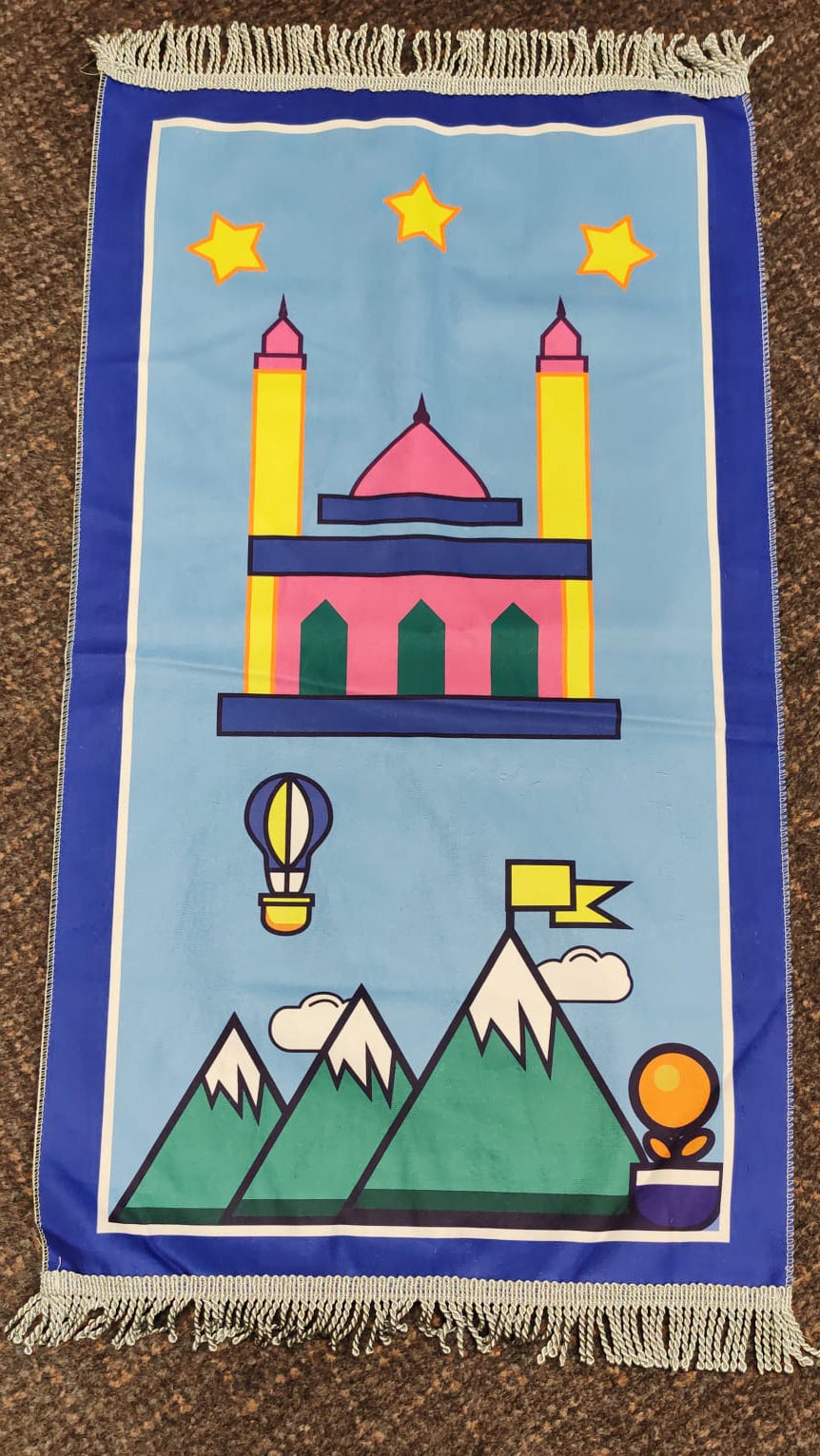 Blue Kids' Prayer Mat, Rug, Janamaz, Mosque Musallah, Children's Salah Mat.