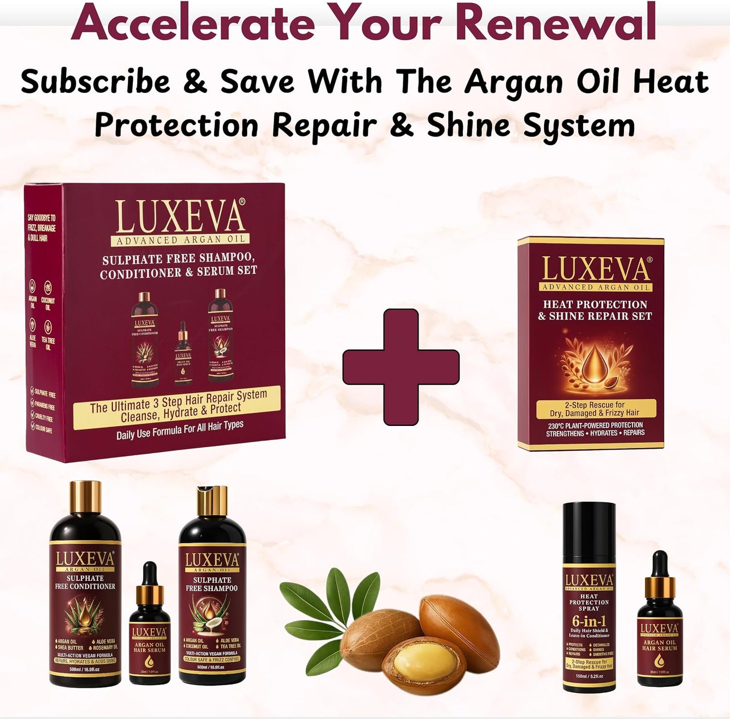 LUXEVA 6-in-1 Argan Oil Heat Protection Spray 180ml