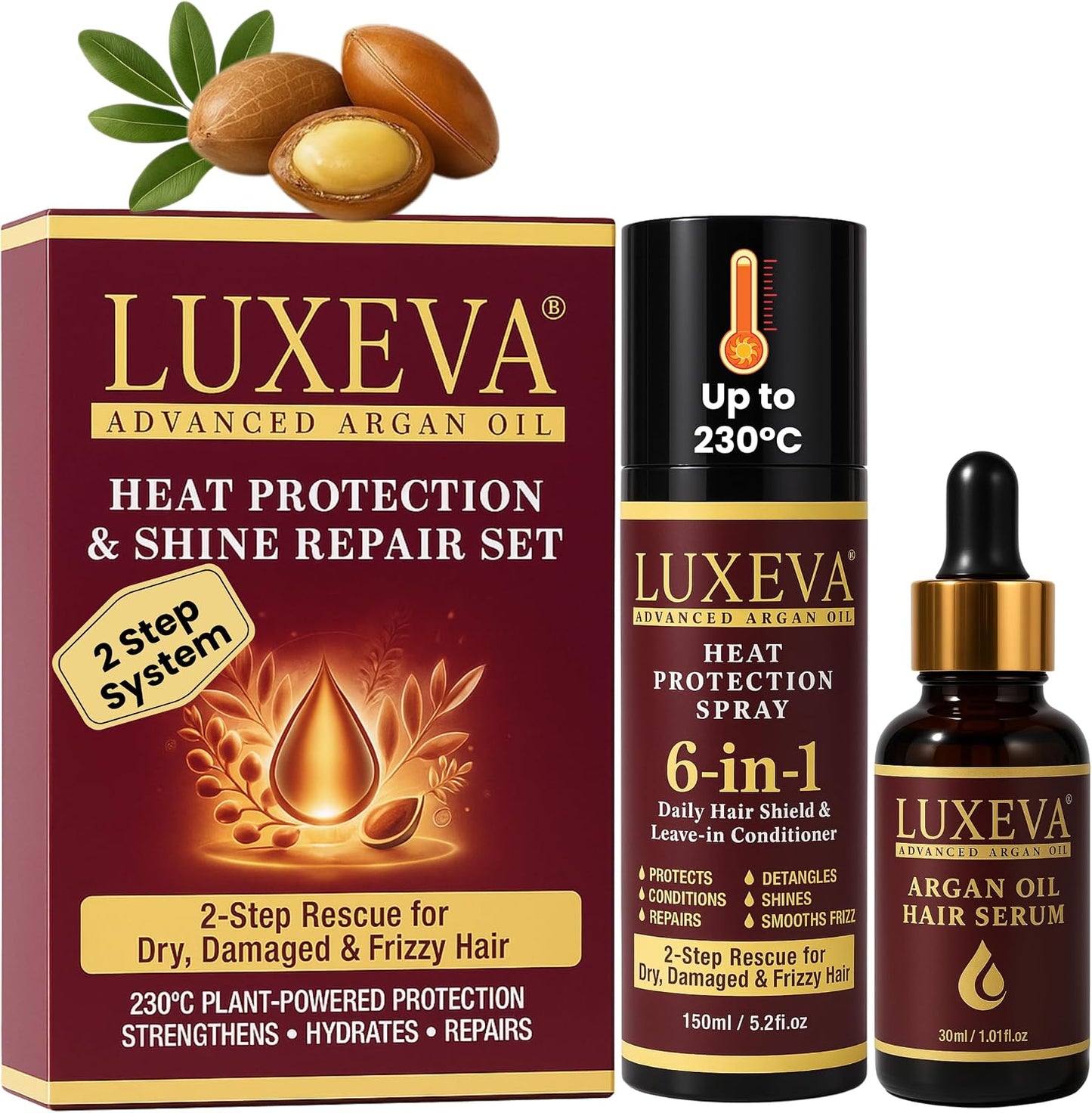LUXEVA 6-in-1 Argan Oil Heat Protection Spray 180ml 