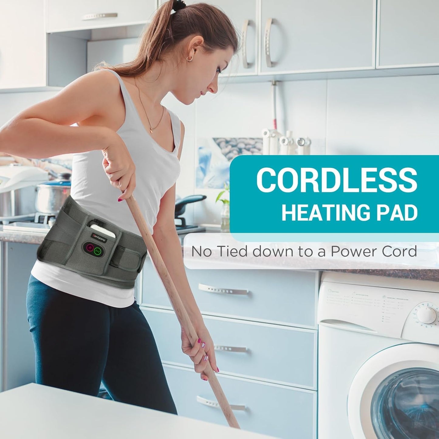Cordless Heating Pad with Massager for Lower Back