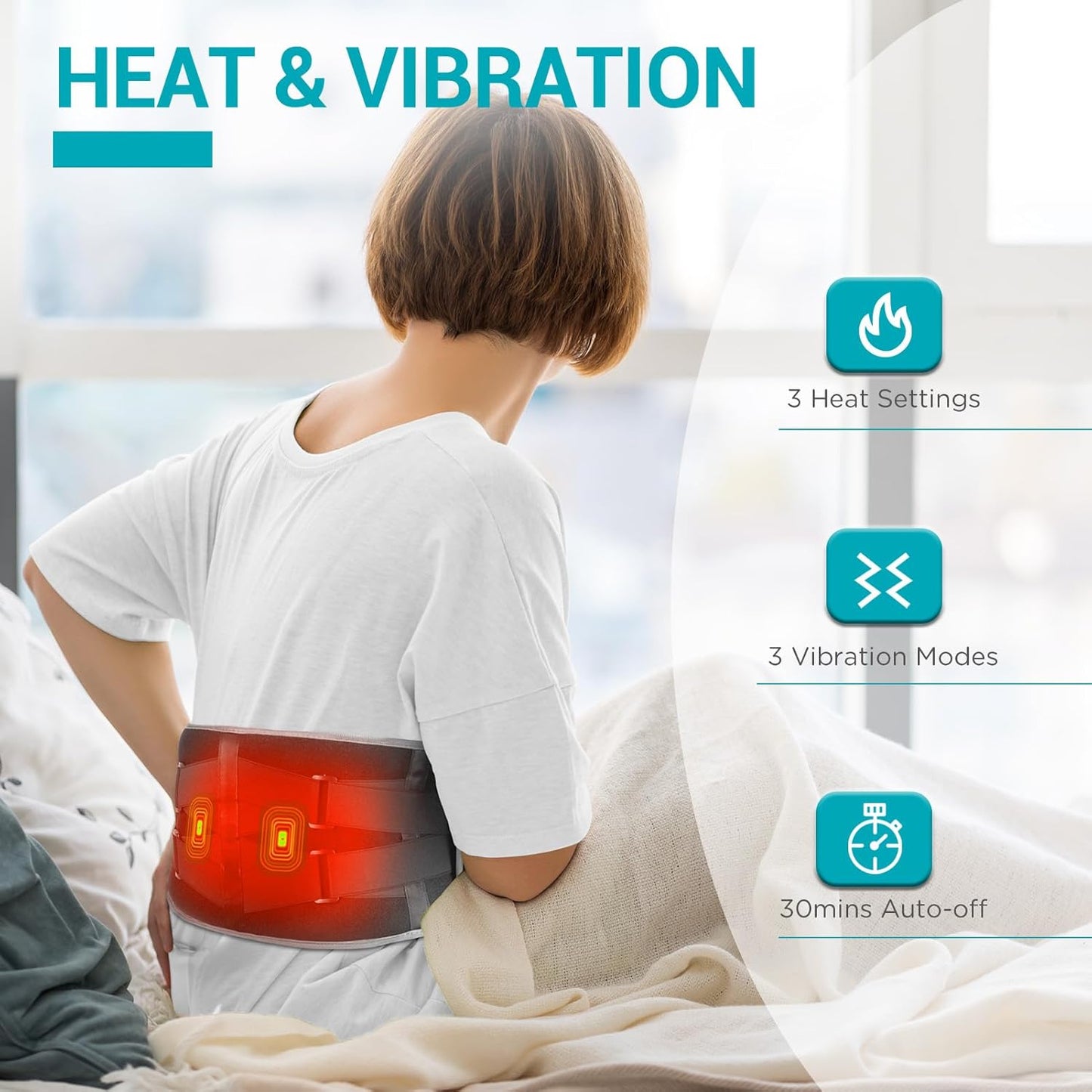 Cordless Heating Pad with Massager for Lower Back