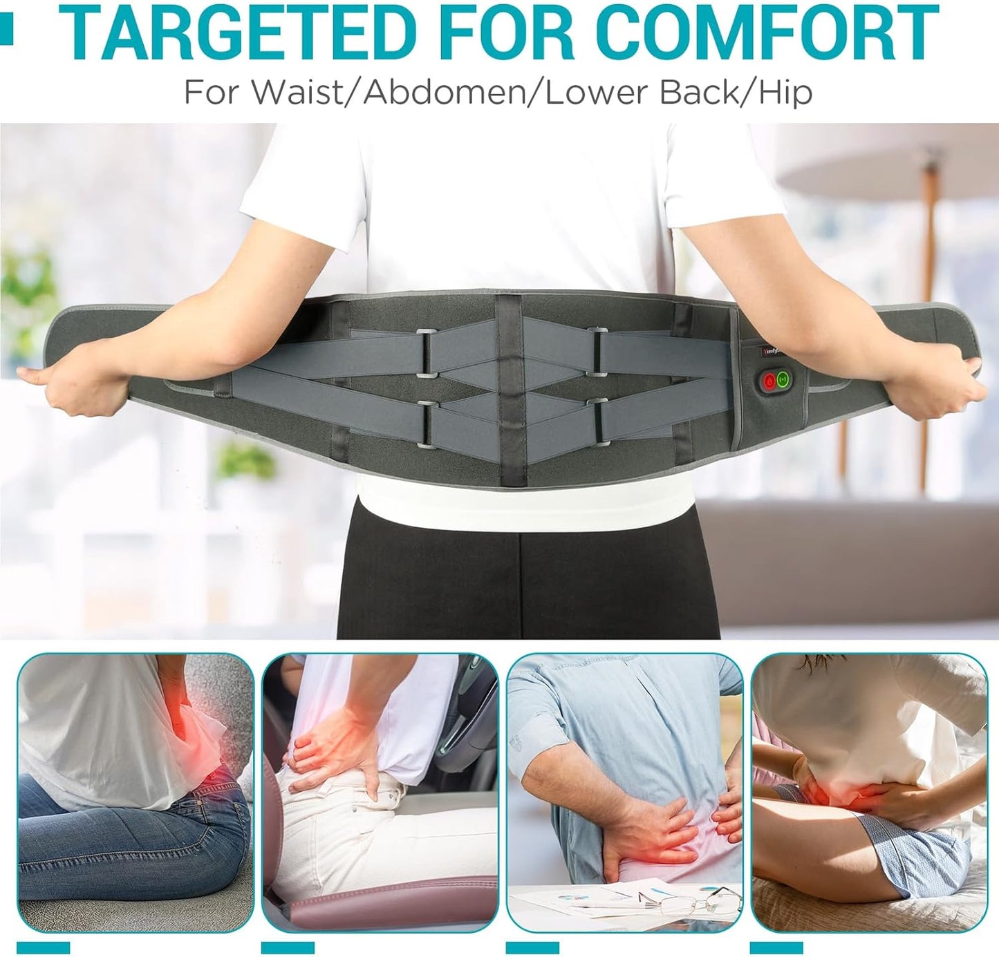 Cordless Heating Pad with Massager for Lower Back