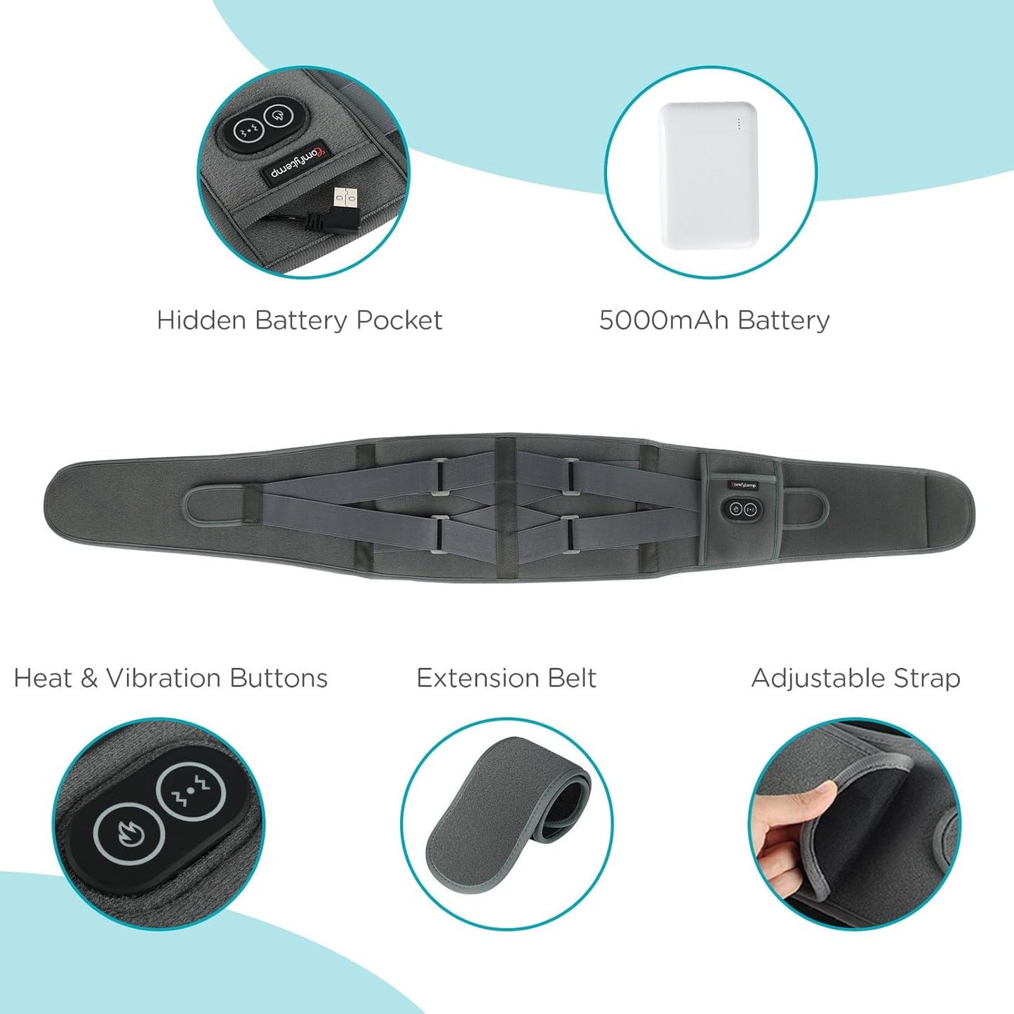 Cordless Heating Pad with Massager for Lower Back