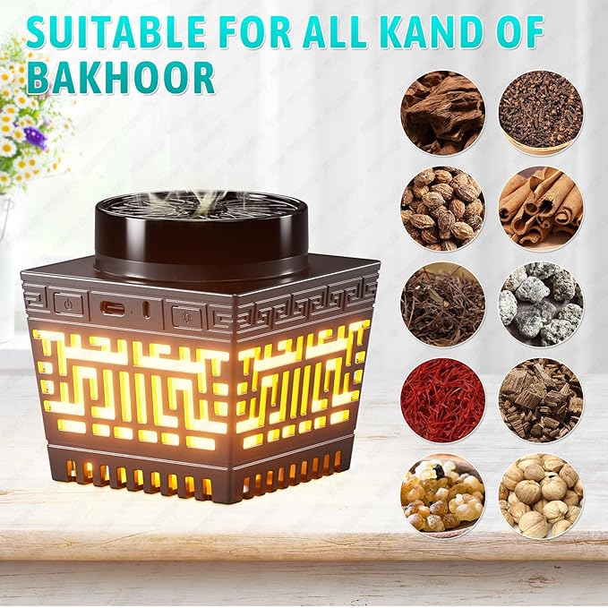 Bakhoor Incense Burner with Quran Telawah, Remote Controlled Speaker App (Gold)
