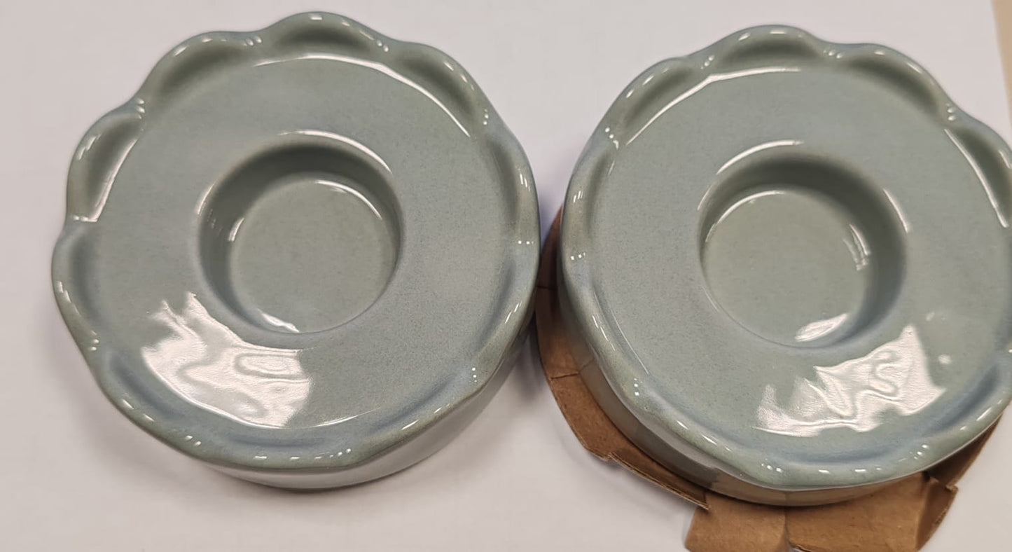 Light Blue Ceramic Tealight Candle Holders (Set of 2)