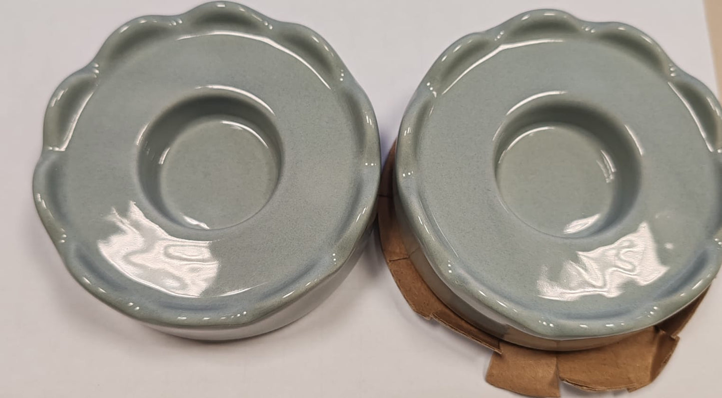 Light Blue Ceramic Tealight Candle Holders (Set of 2)