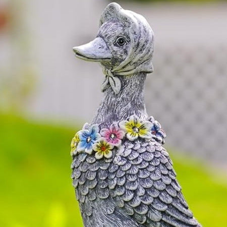 Solar Powered Duck Garden Statue – Resin Outdoor Ornament with LED