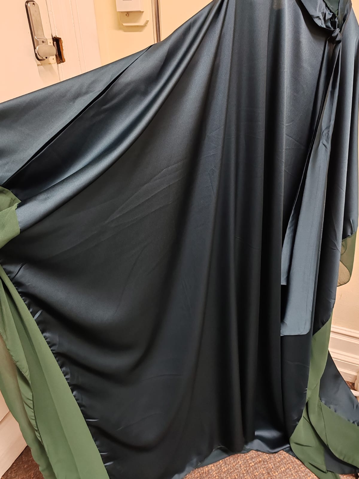 Dubai Borka Sage Green Free-Size  | Premium Georgette Abaya | Modest Butterfly