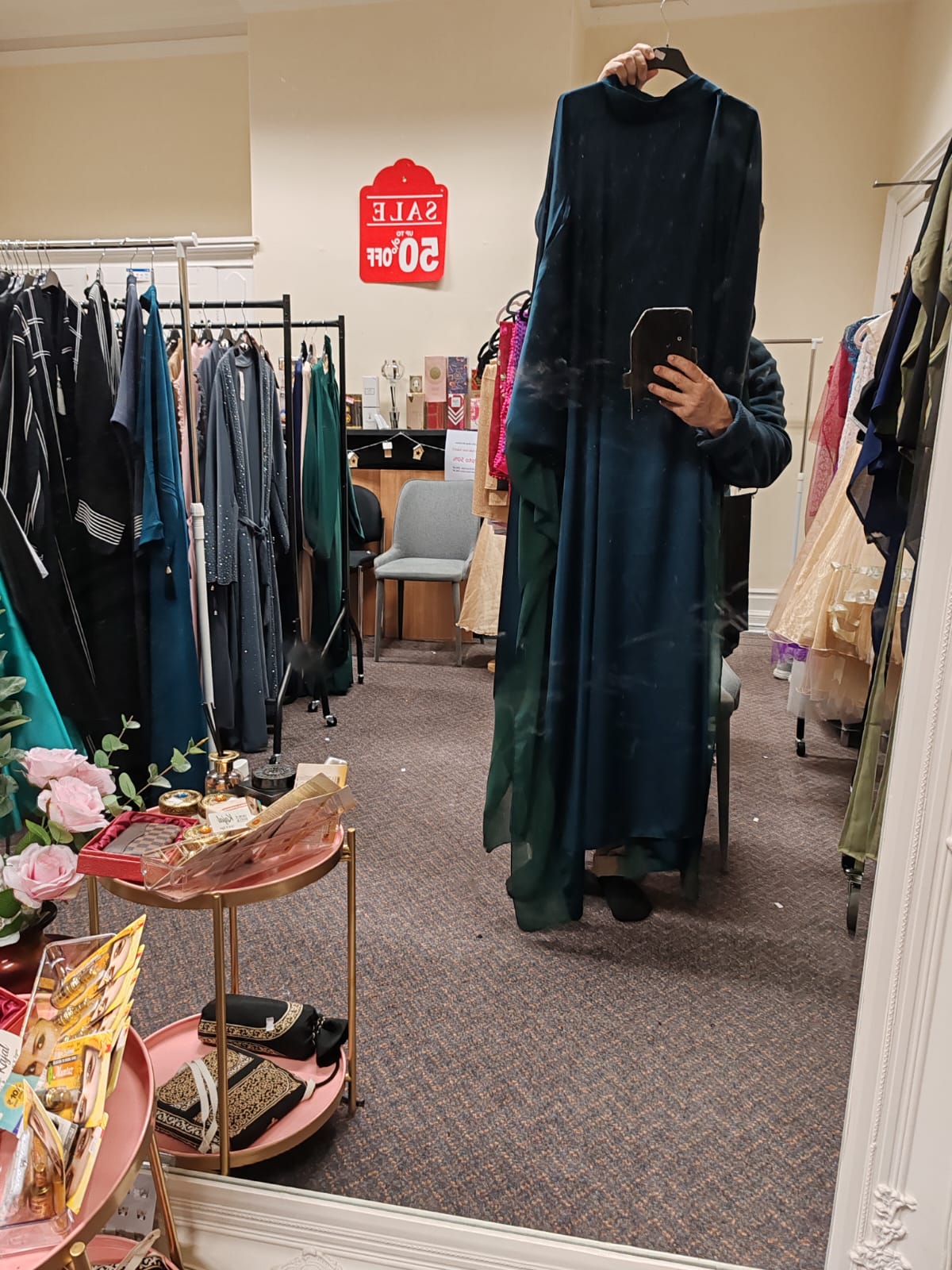 Dubai Borka Sage Green Free-Size  | Premium Georgette Abaya | Modest Butterfly