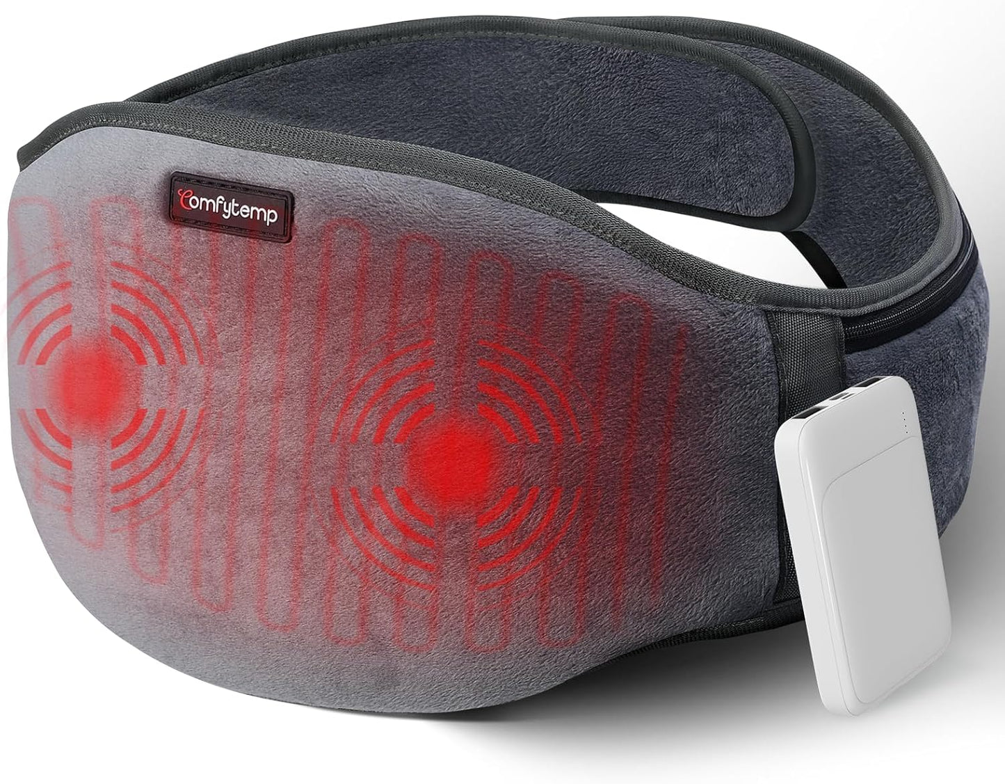 Cordless Heating Pad for Back &amp; Waist – Rechargeable Heated Massage Belt with 3 Heat Levels,