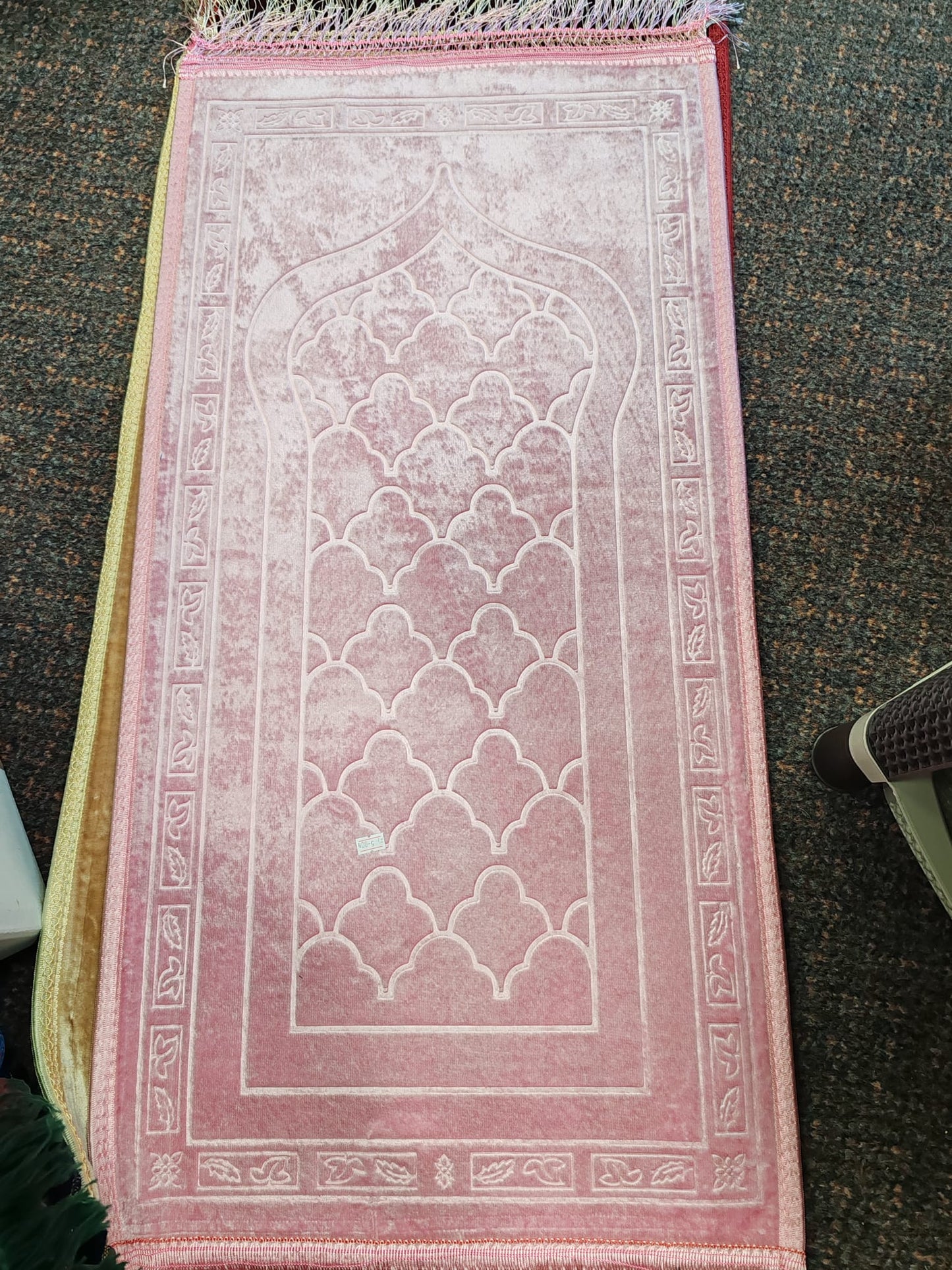 Kids Red Velvet Islamic Prayer Mat (Janamaz) | Soft & Padded Small Prayer Rug