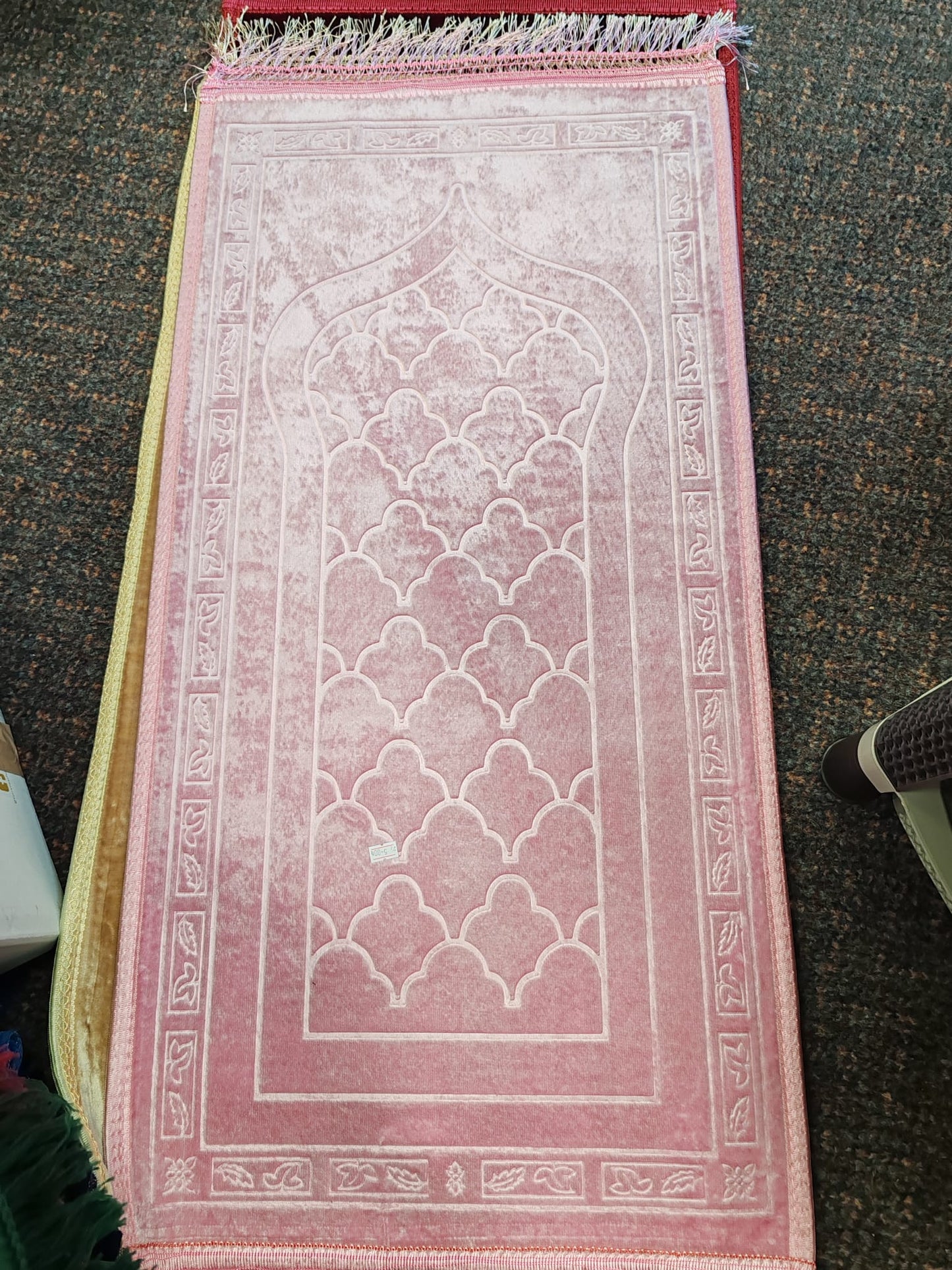 Kids Red Velvet Islamic Prayer Mat (Janamaz) | Soft & Padded Small Prayer Rug