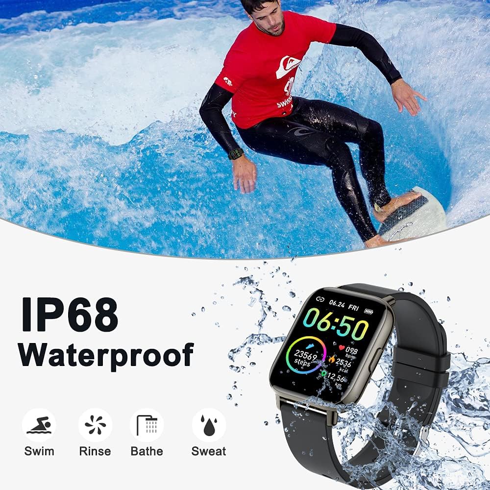 Smart Watch, Fitness Tracker 1.69" Touch Screen Fitness Watch with Heart Rate Sleep Monitor