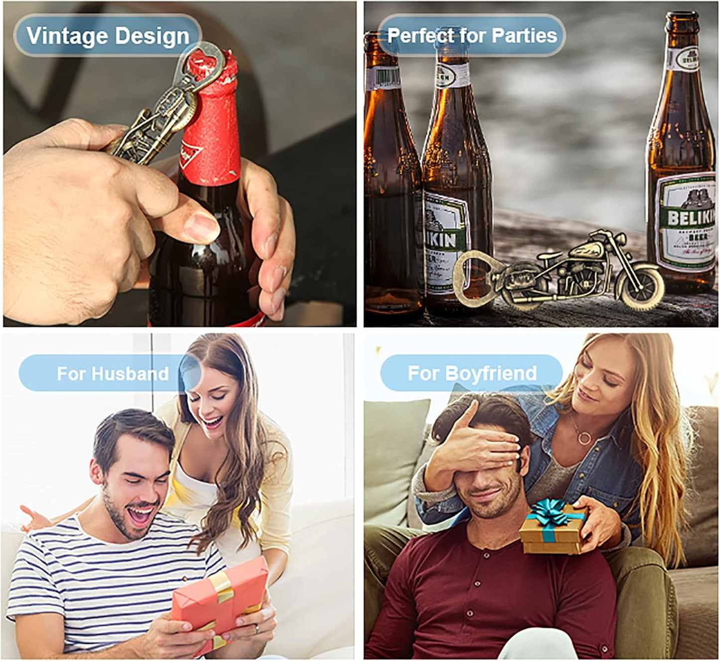 Motorcycle Bottle Opener – Vintage Zinc Alloy Beer Opener Gift for Men