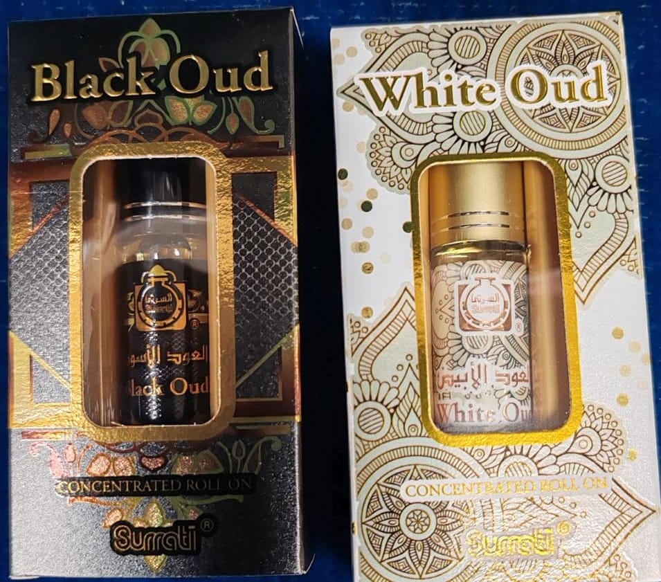 Surrati Black Oud; White Oud Concentrated Roll-On Perfume Oil Set- 6mlx2