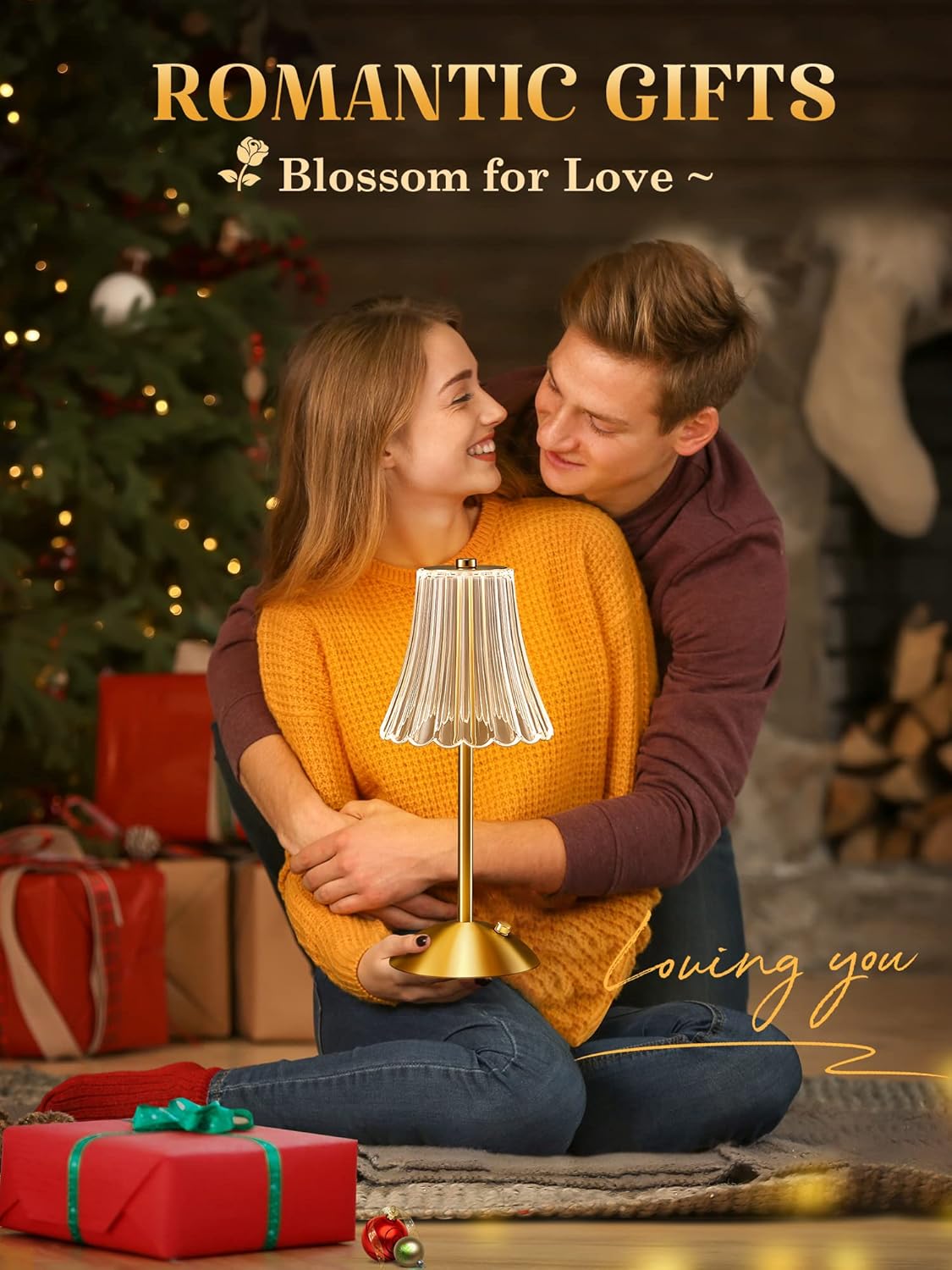 One Fire Gold Rose Bedside Lamps Set of 2 – Rechargeable Dimmable Table Lamps