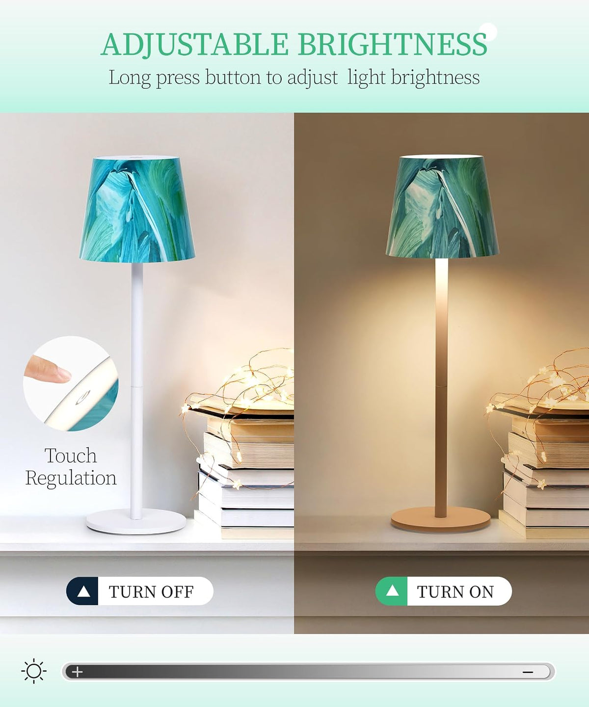 Rechargeable Cordless Table Lamps – 5200mAh Battery, 3 Light Colours, Touch Control, IP54 Waterproof