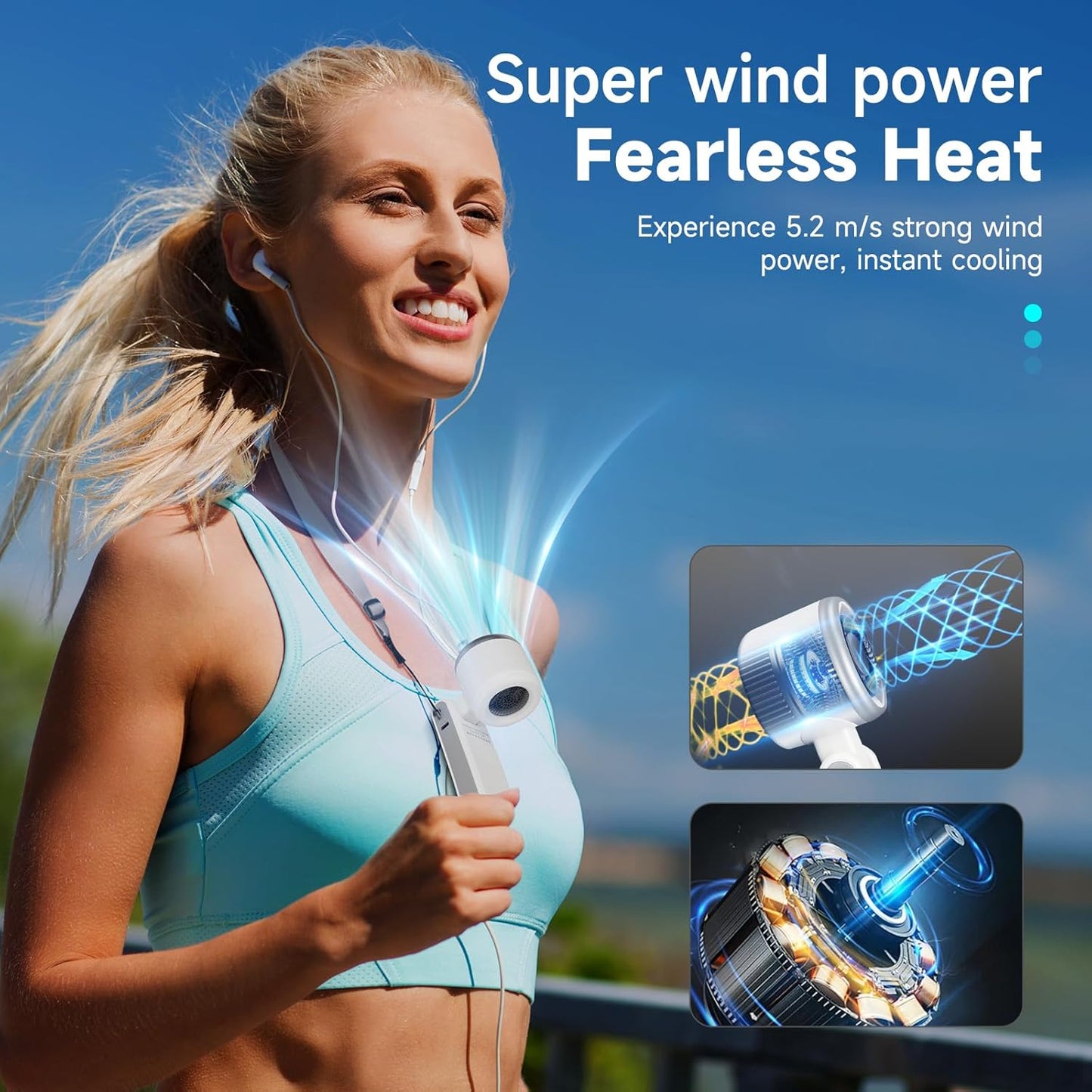 Portable Handheld Turbo Fan – 5-Speed Rechargeable Mini Fan with LED Display