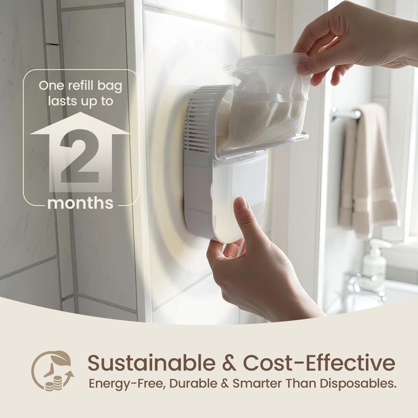 Wardrobe Dehumidifier Wall Mounted – Reusable Moisture Absorber with Refill Sachets