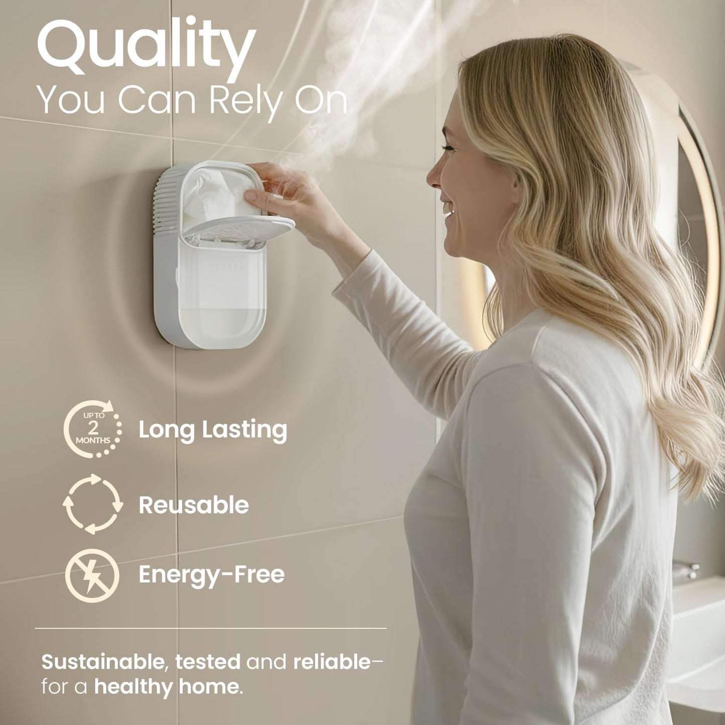 Wardrobe Dehumidifier Wall Mounted – Reusable Moisture Absorber with Refill Sachets